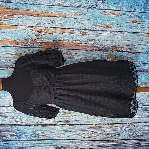 English Factory shadow dot puff sleeve babydoll dress - Picture 1 of 14
